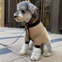 HKM-3653437 Khaki Winter Hoodie Coat for Pets - Casual Polyester Design in Multiple Sizes