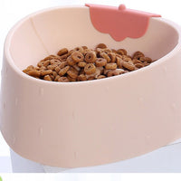HKM-3653949 Strawberry Grain Pet Bowl for Cats - Durable PP Plastic in Green, Pink, and Gray