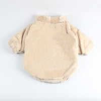 HKM-3654333 Pet Fur Zip-up Shirt for Dogs in Brown, Beige, and Pink - Casual Polyester Clothing for All Sizes S-2XL