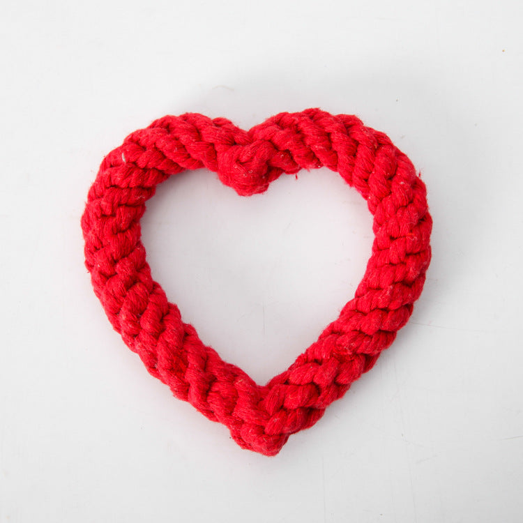 HKM-3654589 Cotton Rope Woven Love Toy for Pets - Pink, Red, Rose Red - 11CM