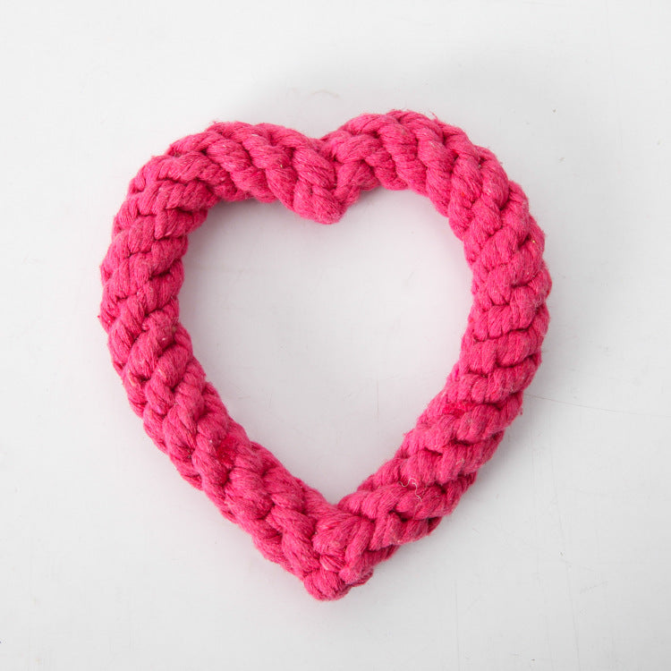 HKM-3654589 Cotton Rope Woven Love Toy for Pets - Pink, Red, Rose Red - 11CM