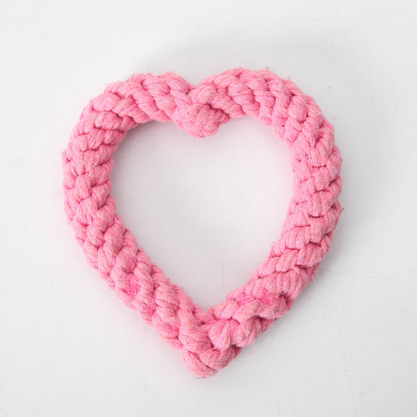 HKM-3654589 Cotton Rope Woven Love Toy for Pets - Pink, Red, Rose Red - 11CM