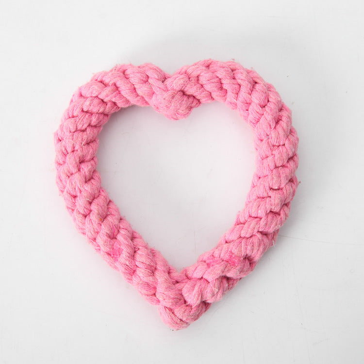 HKM-3654589 Cotton Rope Woven Love Toy for Pets - Pink, Red, Rose Red - 11CM