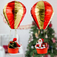 HKM-365459 Santa Claus Hot Air Balloon Christmas Ceiling Decoration, Vinyl and Velvet, 40x90 cm