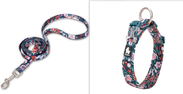 HKM-3655741 Leakproof Dog Collar in Broken Flower Patterns - Sizes 2XS to 3XL