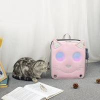 HKM-3655997 Stylish Space Capsule Cat Backpack in Pink, Yellow, and Blue - Medium to Hard Corduroy Design