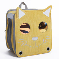 HKM-3655997 Stylish Space Capsule Cat Backpack in Pink, Yellow, and Blue - Medium to Hard Corduroy Design
