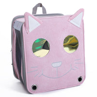 HKM-3655997 Stylish Space Capsule Cat Backpack in Pink, Yellow, and Blue - Medium to Hard Corduroy Design