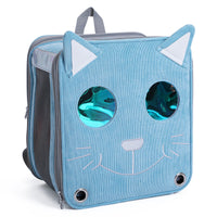 HKM-3655997 Stylish Space Capsule Cat Backpack in Pink, Yellow, and Blue - Medium to Hard Corduroy Design