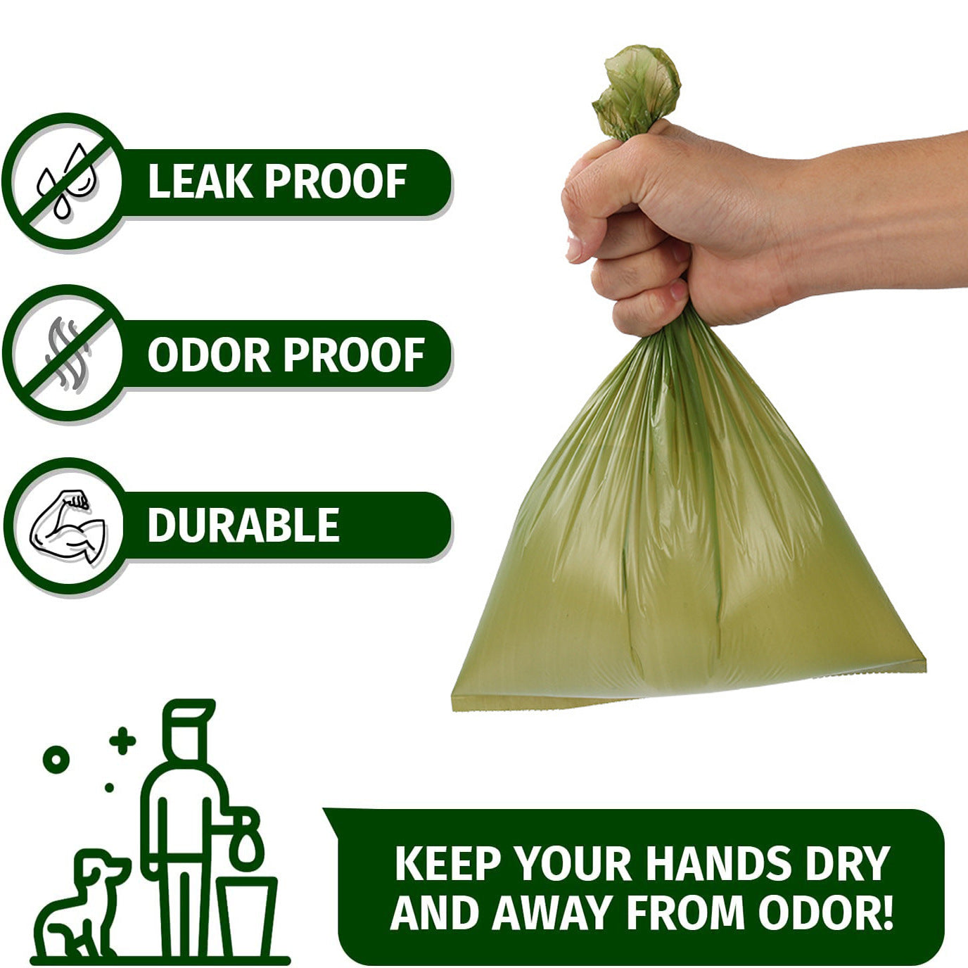 HKM-3657021 Extra Thick Strong Leak-Proof Dog Waste Bags for Easy Cleanup