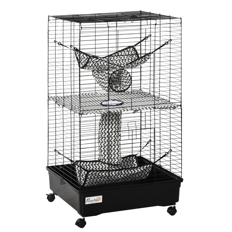 HKM-3657405 Large Small Animal Cage with Rolling Wheels, Multiple Platforms, and Easy Cleaning