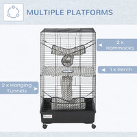 HKM-3657405 Large Small Animal Cage with Rolling Wheels, Multiple Platforms, and Easy Cleaning