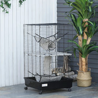 HKM-3657405 Large Small Animal Cage with Rolling Wheels, Multiple Platforms, and Easy Cleaning