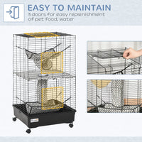 HKM-3657405 Large Small Animal Cage with Rolling Wheels, Multiple Platforms, and Easy Cleaning