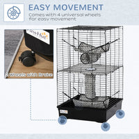 HKM-3657405 Large Small Animal Cage with Rolling Wheels, Multiple Platforms, and Easy Cleaning