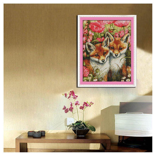 HKM-365843 Animal Series Cross Stitch Decorative Art - Eco-Friendly Cotton in White