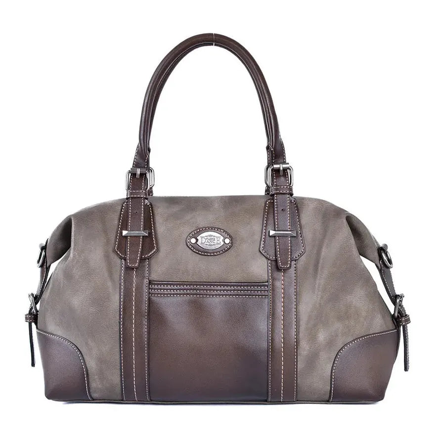 HKM-365907 Retro Canvas Crossbody Handbag for Women with Cowhide Details