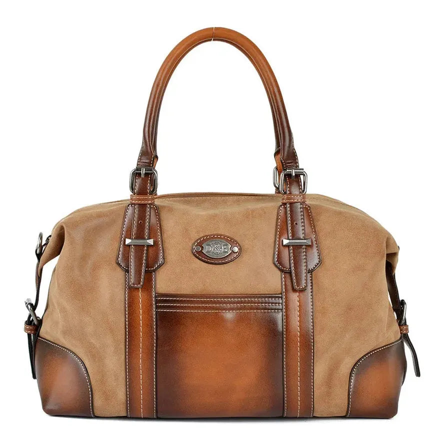 HKM-365907 Retro Canvas Crossbody Handbag for Women with Cowhide Details