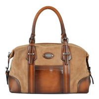 HKM-365907 Retro Canvas Crossbody Handbag for Women with Cowhide Details