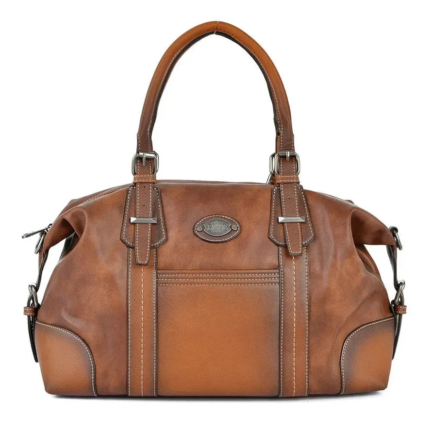 HKM-365907 Retro Canvas Crossbody Handbag for Women with Cowhide Details