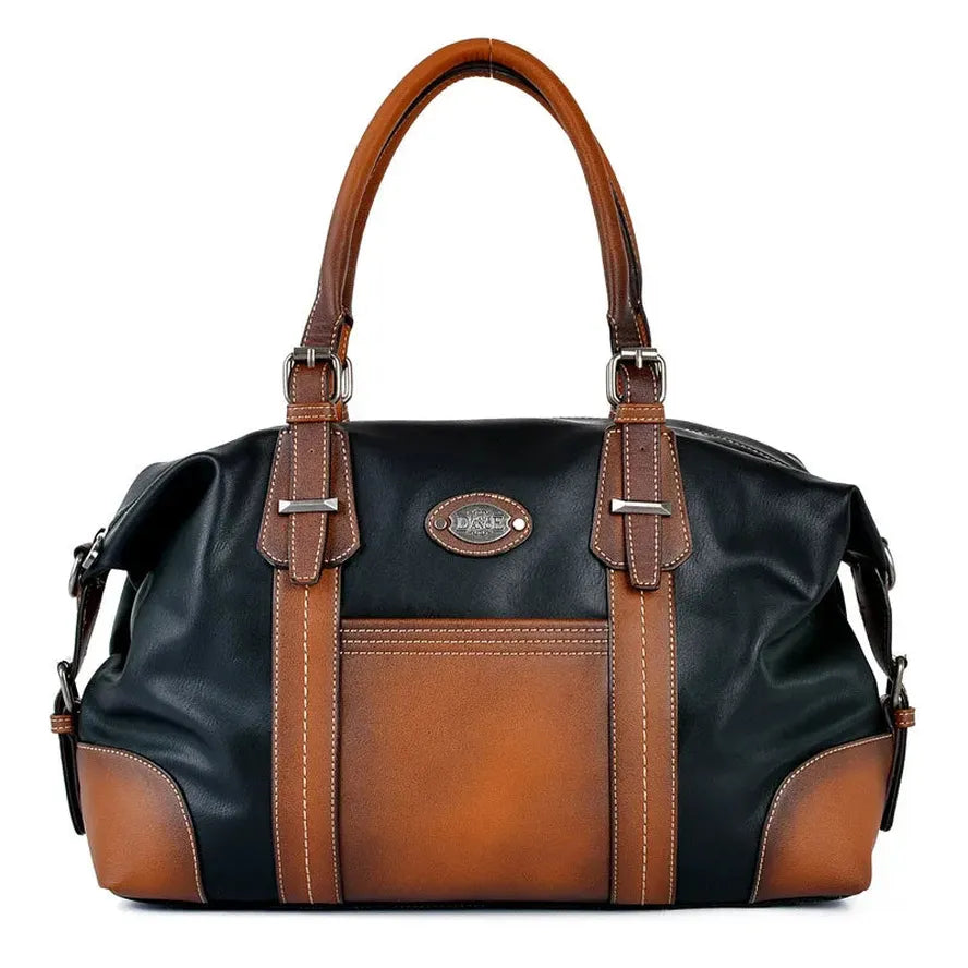 HKM-365907 Retro Canvas Crossbody Handbag for Women with Cowhide Details