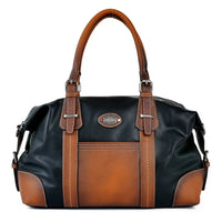 HKM-365907 Retro Canvas Crossbody Handbag for Women with Cowhide Details