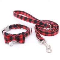 HKM-3659325 Plaid Cat Bell Collar with Butterfly Bow Tie and Optional Leash