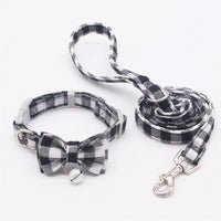HKM-3659325 Plaid Cat Bell Collar with Butterfly Bow Tie and Optional Leash