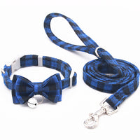 HKM-3659325 Plaid Cat Bell Collar with Butterfly Bow Tie and Optional Leash