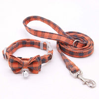 HKM-3659325 Plaid Cat Bell Collar with Butterfly Bow Tie and Optional Leash