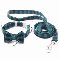 HKM-3659325 Plaid Cat Bell Collar with Butterfly Bow Tie and Optional Leash