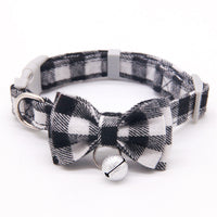 HKM-3659325 Plaid Cat Bell Collar with Butterfly Bow Tie and Optional Leash