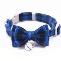 HKM-3659325 Plaid Cat Bell Collar with Butterfly Bow Tie and Optional Leash