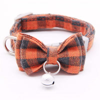 HKM-3659325 Plaid Cat Bell Collar with Butterfly Bow Tie and Optional Leash