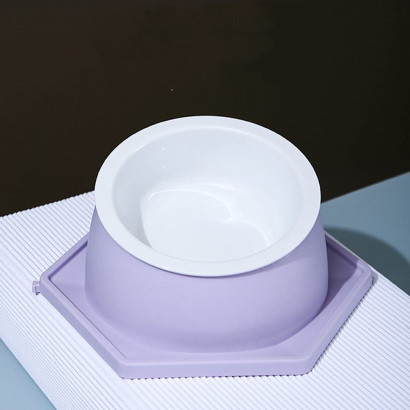 HKM-3659709 Spliceable Cat Food Bowl with Anti-Tip Design, Available in Multiple Colors