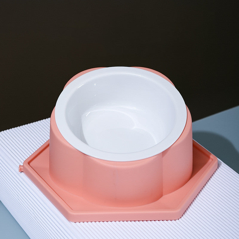 HKM-3659709 Spliceable Cat Food Bowl with Anti-Tip Design, Available in Multiple Colors