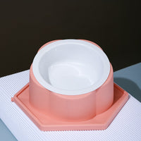 HKM-3659709 Spliceable Cat Food Bowl with Anti-Tip Design, Available in Multiple Colors