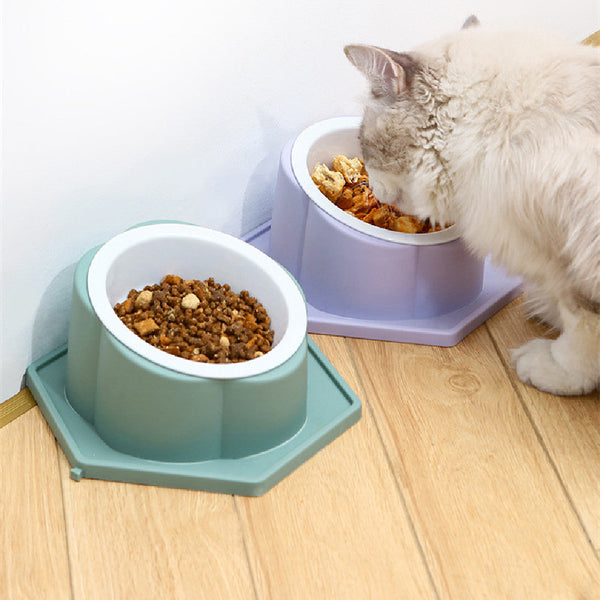 HKM-3659709 Spliceable Cat Food Bowl with Anti-Tip Design, Available in Multiple Colors