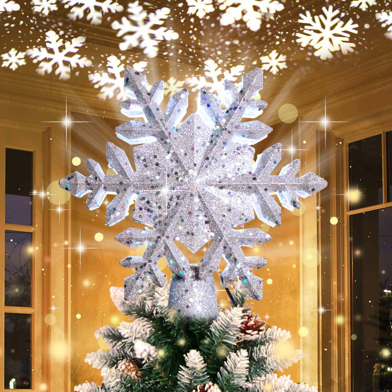 HKM-365971 Rotational Blizzard Five-Pointed Star Christmas Tree Top Projection Lamp