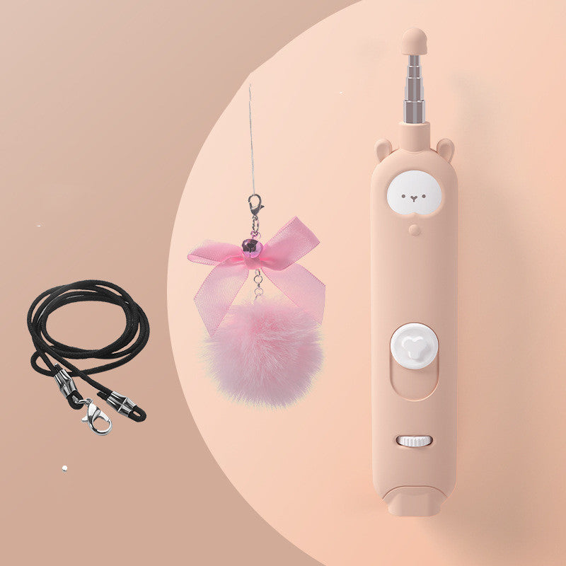 HKM-3660349 Interactive Cat Teaser Stick with Laser and Feather Attachments