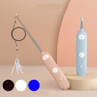 HKM-3660349 Interactive Cat Teaser Stick with Laser and Feather Attachments