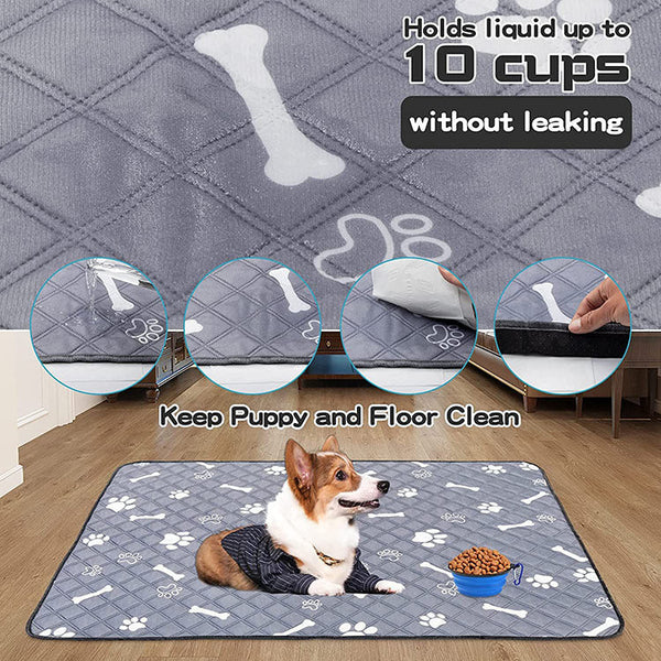 HKM-3661373 Washable Dog and Cat Urine Pad - Multiple Sizes with Footprints and Bone Design