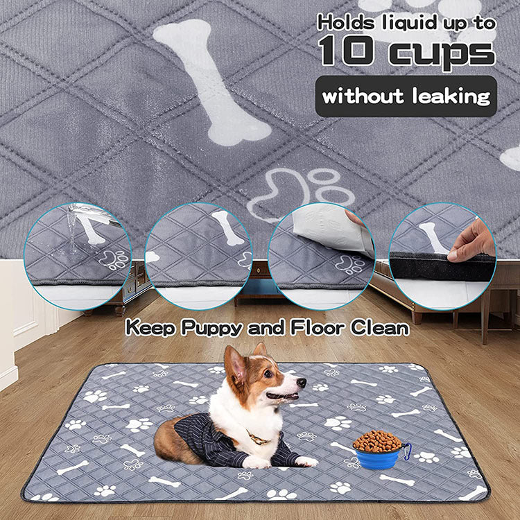 HKM-3661373 Washable Dog and Cat Urine Pad - Multiple Sizes with Footprints and Bone Design