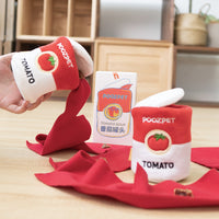 HKM-3661501 Canned Tomato Sniffing Toy for Dogs and Cats - Machine Washable, Soft Polar Fleece