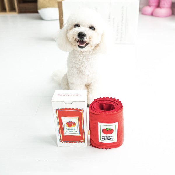 HKM-3661501 Canned Tomato Sniffing Toy for Dogs and Cats - Machine Washable, Soft Polar Fleece