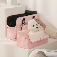 HKM-3661757 Korean Summer Portable Medium Soft Nylon Dog Bag in Pink and Black