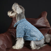 HKM-3661885 Casual Blue Denim Dog Shirt - Cotton Spring/Summer Apparel