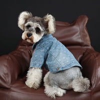HKM-3661885 Casual Blue Denim Dog Shirt - Cotton Spring/Summer Apparel