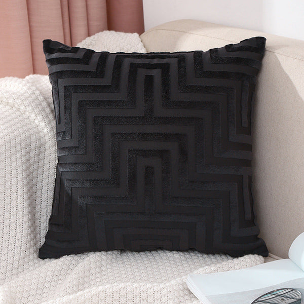 HKM-366291 Velvet Pillowcase for Bedside and Living Room - Fashion Simple Print in Milk White, Matcha Green, Orange, Camel, Burgundy, Black (45x45CM/50x50CM)