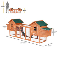 HKM-3663165 Large Dual Chicken Coop with Nesting Boxes and Outdoor Ramps for Backyard Poultry